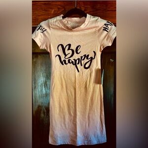 Pinkish/Peach Color Be Happy' T-Shirt dress- 100% cotton- NWT- size 12